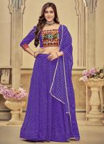 Georgette Purple Navratri Wear Embroidery Work Ready To Wear Lehenga Choli